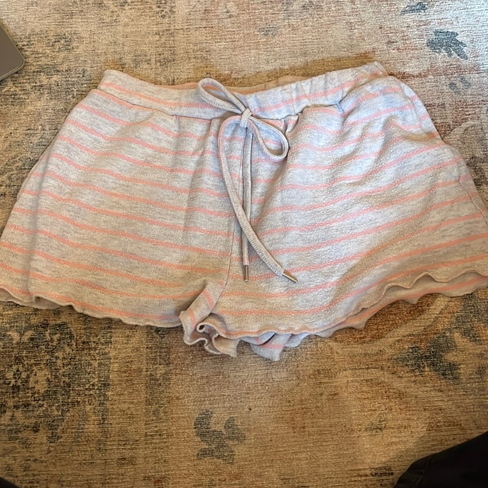 Pink striped pajama shorts
